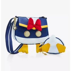 Her Universe Disney Donald Duck Figural Crossbody Bag And Coin Purse