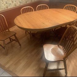 Table  With 6 Chairs Solid Oak.