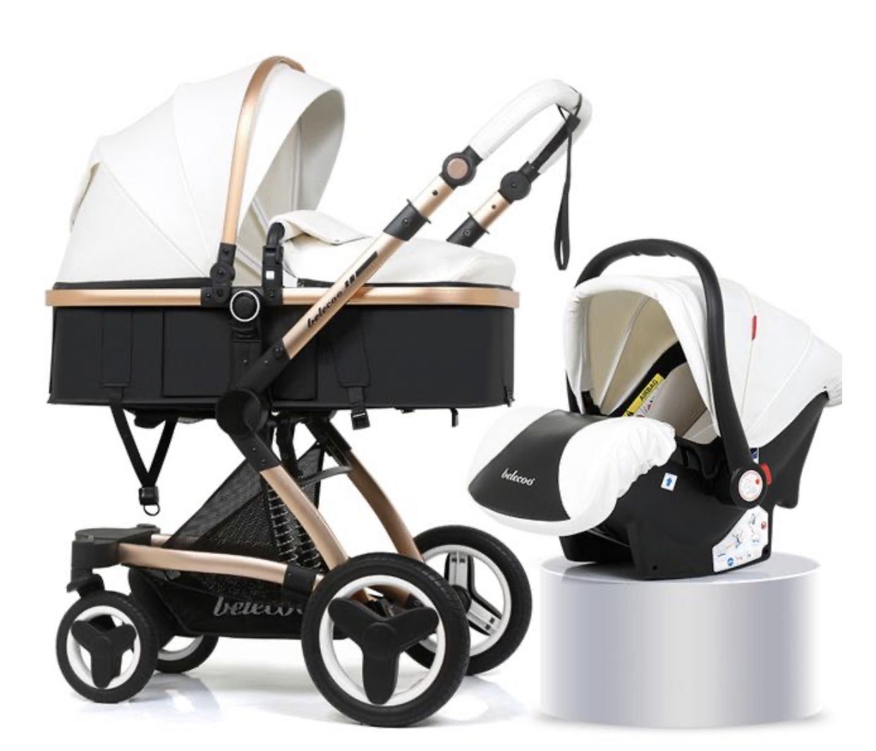 Belecoo Brand Luxury Baby Stroller 3 in 1 Travel System With Infant Seat
