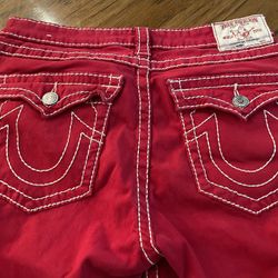 Like New Women’s True Religion - World Tour - Section Skinny - Red and White Jeans - Size 30