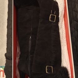 Coach Mazur Over The Knee Boots, black fur size 7. great condition  Comes With Original Box