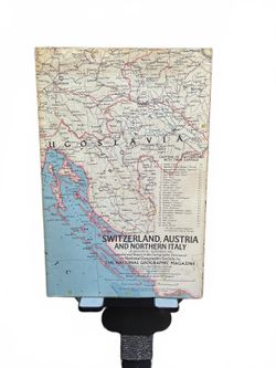 Vintage National Geographic Map of Switzerland, Austria and Northern Italy