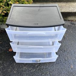 Selling a Sterilite plastic storage organizer with 3 pull-out drawers.