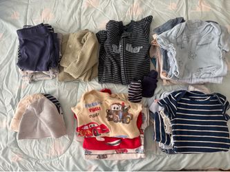 Baby boy clothes 0-3 months, 3-6 months onesies, beanies, gloves