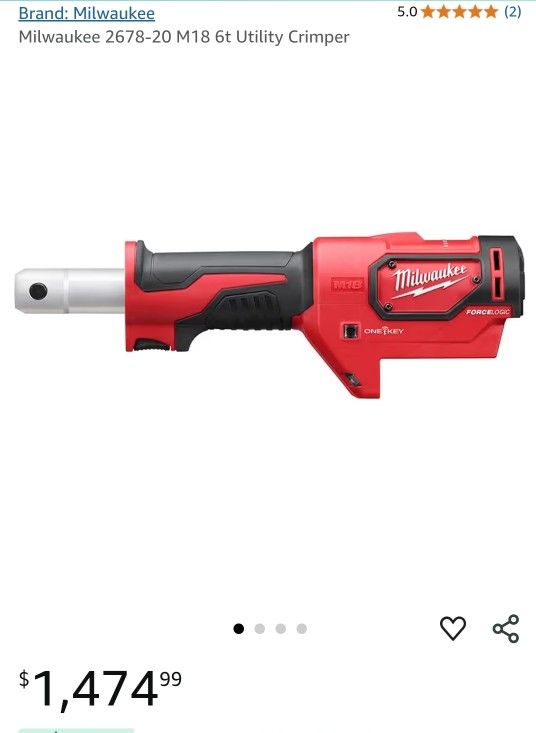 Yes! Milwaukee M18 Crimper 6 Ton FORCE LOGIC ONE-KEY (Tool Only) 2678-20
