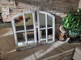 Arched Window Frame Wall Mirrors Set of 2