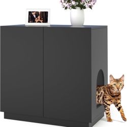 Cat Litter Box Enclosure Furniture with Storage, Side Cabinet )