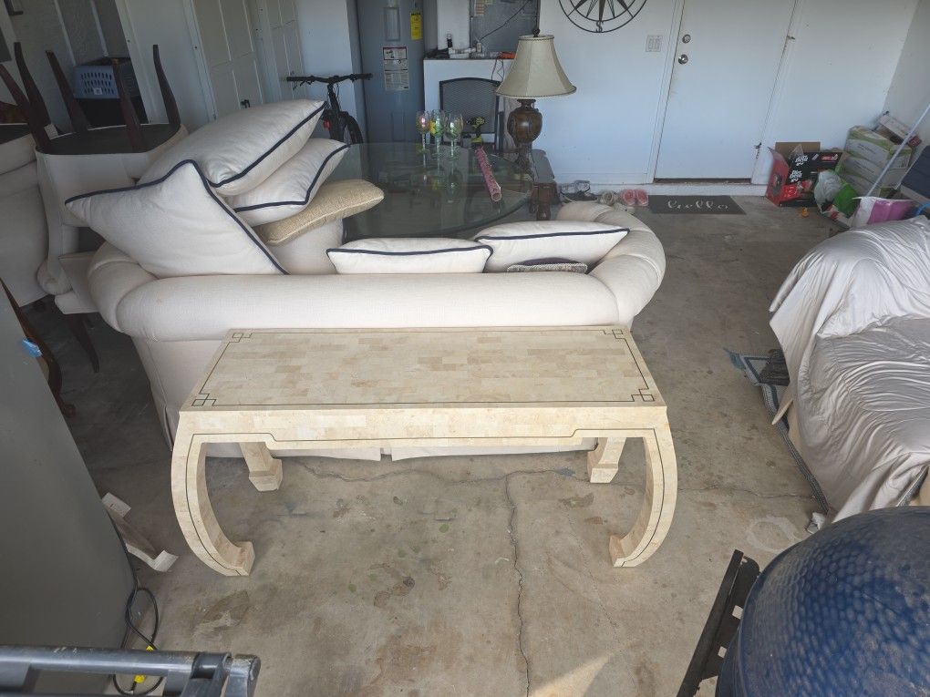 Maitland-Smith tessellated fossil stone Side Table