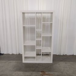 White Modern Asymmetrical Open Compartment Bookshelf
