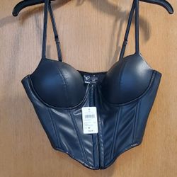 Windsor Corset Top - Black Pleather