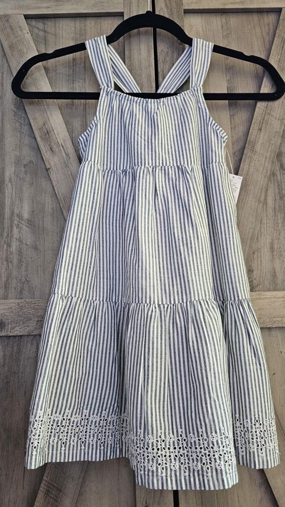 NWT Girls Blue/White Striped dress, new with tags, 5t