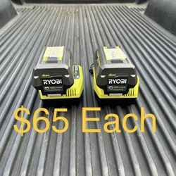 RYOBI 40V Lithium-Ion 4.0 Ah Battery & Charger Starter Kit **$65 Each, 2 Available**