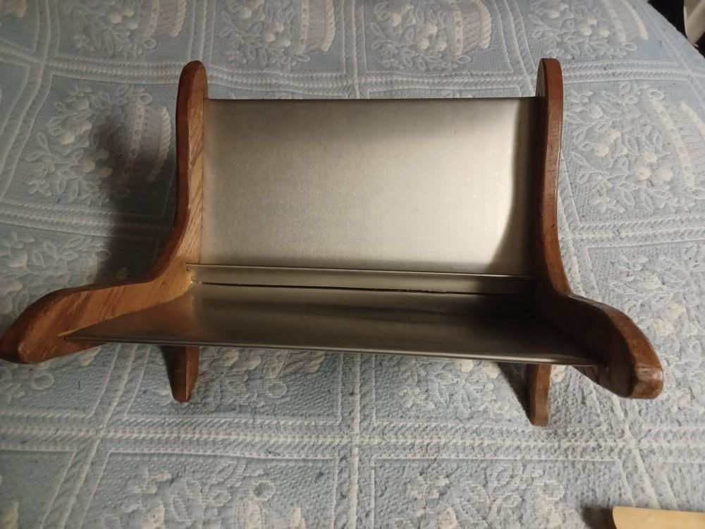 Oak & Stainless Steel Fireplace/Magazine Rack