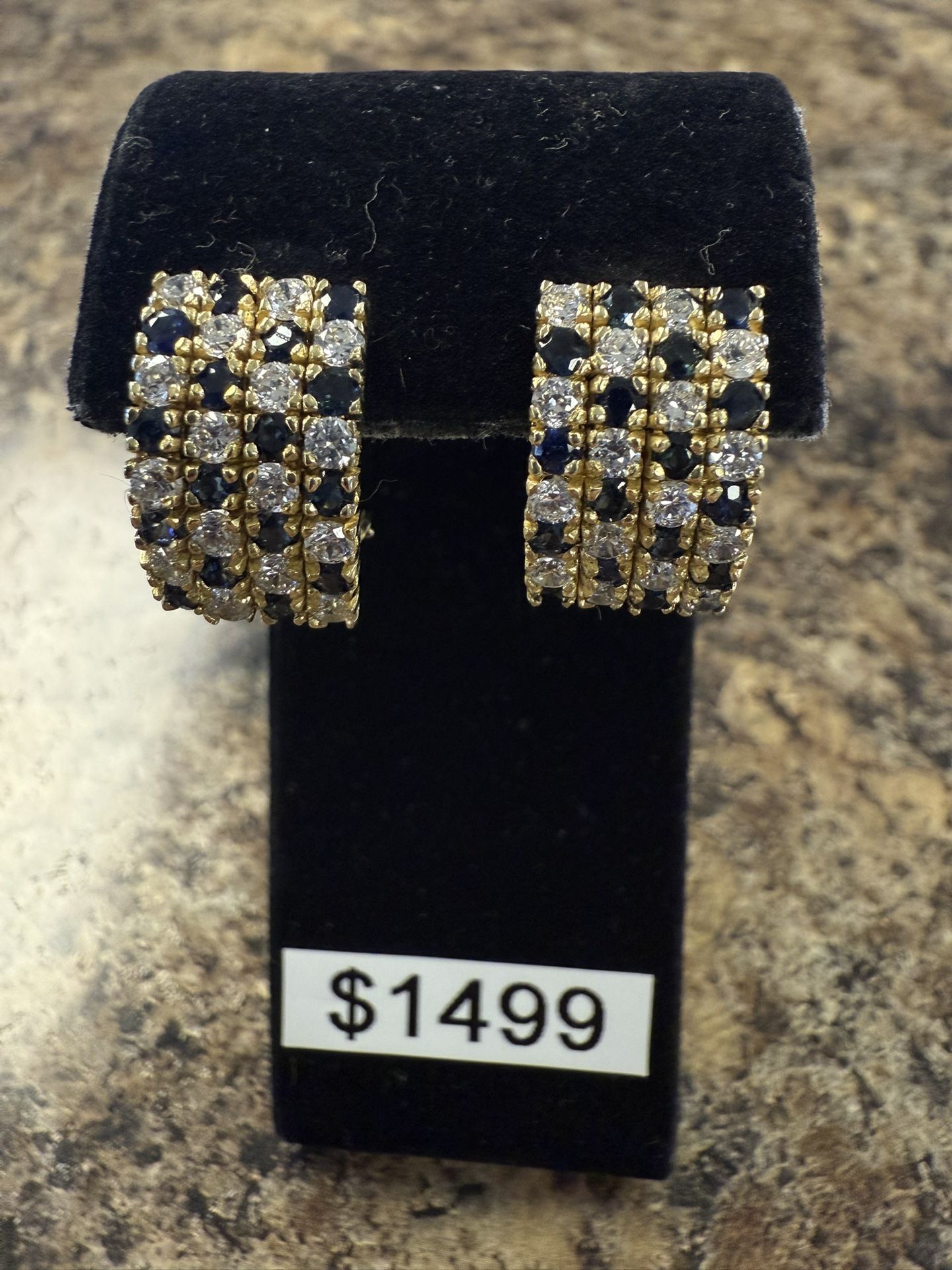 14k Earrings diamonds And Sapphires 