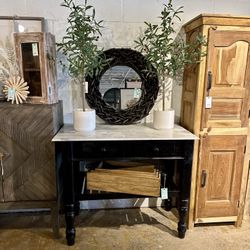 Acacia Wood & Marble Kitchen Island 