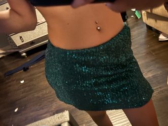 Green rhinestone tight skirt