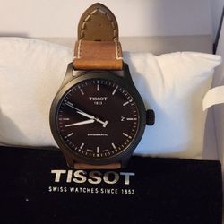 Tissot Automatic Watch Black Dial Gent Xl Leather