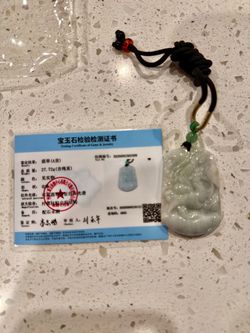 Grade A Jadeite Jade Carved Pendant with Certificate