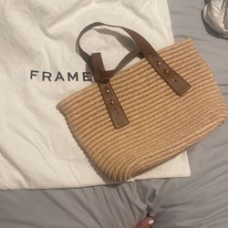 Frame Raffia Tote Bag
