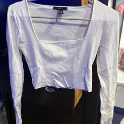White Square Neck Crop