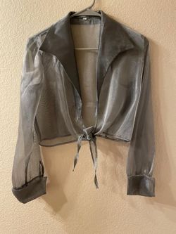 Cropped Cardigan Gray Organza, Size S