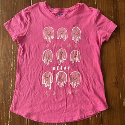 Old Navy Pink Slime Graphic Shirt Girts Size L 10/12 Short Sleeve Crew Neck