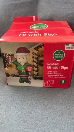Inflatable Elf with sign 8ft