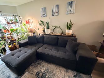 Charcoal Gray Sectional Sleeper Sofa with Storage Chaise and Ottomans
