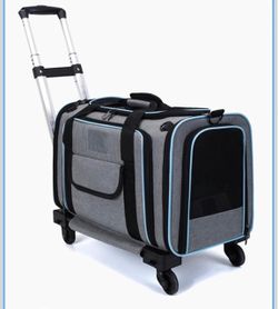 Rolling Pet Carrier with Telescoping Handle