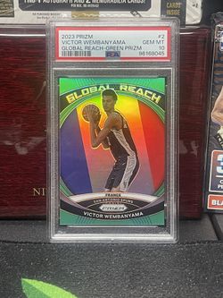 2023-24 Prizm Victor Wembanyama Global Reach {Green} Rookie RC #2 PSA 10