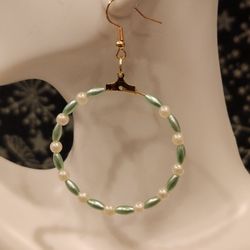 Pearl And Seafoam Hoop Earrings