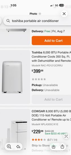 Toshiba 8000 BTU AC