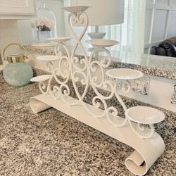 French Country Upcycled Vintage Candelabra / Vintage Cottage Style Shabby Chic Candle Holder 