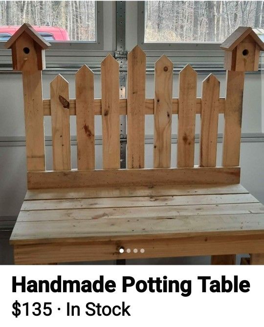 Handmade Planting Table With 2 Birdhouses 