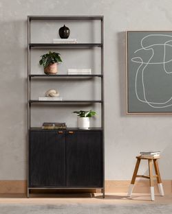 Four Hands Trey Bookcase - Black Wash