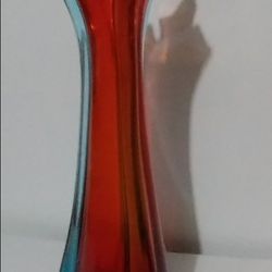 VINTAGE CRIMSON & BLUE SOMMERSO  MURANO GLASS VASE 