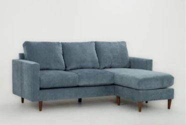 Amy Slate Sofa With Reversible Chaise: Blue Denim color