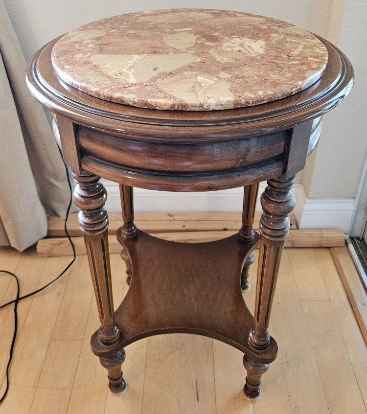 Marble Top Wooden Side Table