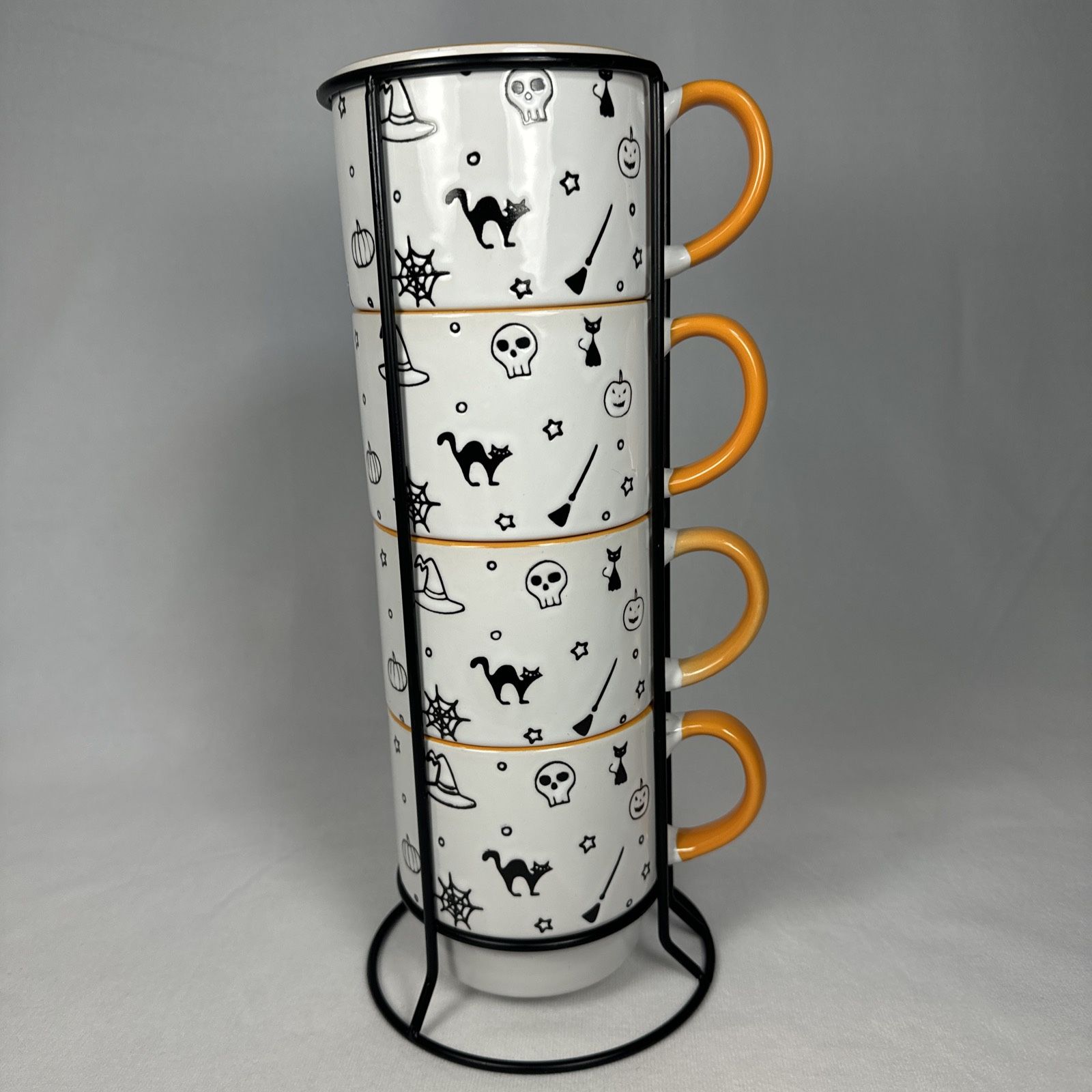 Signature Housewares Stacking Mini Mugs Metal Rack HALLOWEEN