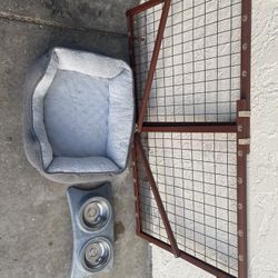 Dog Bed , Gate And Bowls Used For A Few Days 