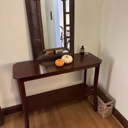 Dark Wood Entryway Console / Side Table