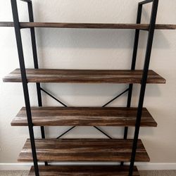 Modern Industrial 5-Tier Bookshelf – Rustic Wood & Black Metal Frame