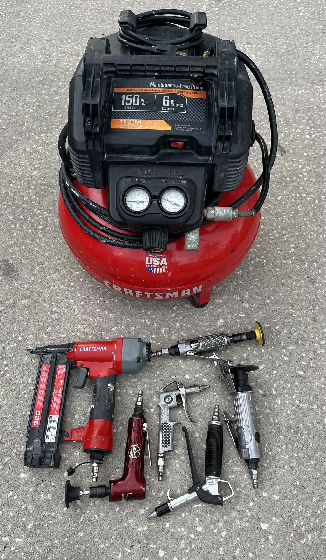 Craftsman 6-Gallon 150psi Pancake Air Compressor with 5 tools