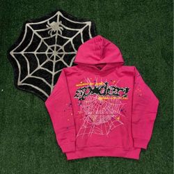 Sp5der V2 Pink Hoodie Size M