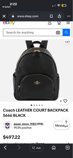 Coach Leather Court Backpack Black