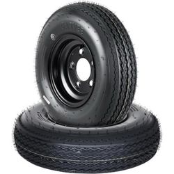 New 2-pack Trailer Tire On Rim 4.80-8 Trailer Tires And 4 Lug On 4 In Pcd 8 In Wheels 6pr Black