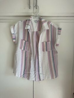 Love, Fire striped women button-down camp shirt Size S