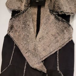 Suede Faux Fur Vest Jacket