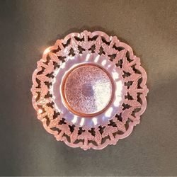 Beautiful engraved silver plate reticulated edge fancy dish
