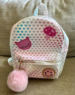 Under One Sky Mini Backpack Hearts Cat Mushroom Smiley Face